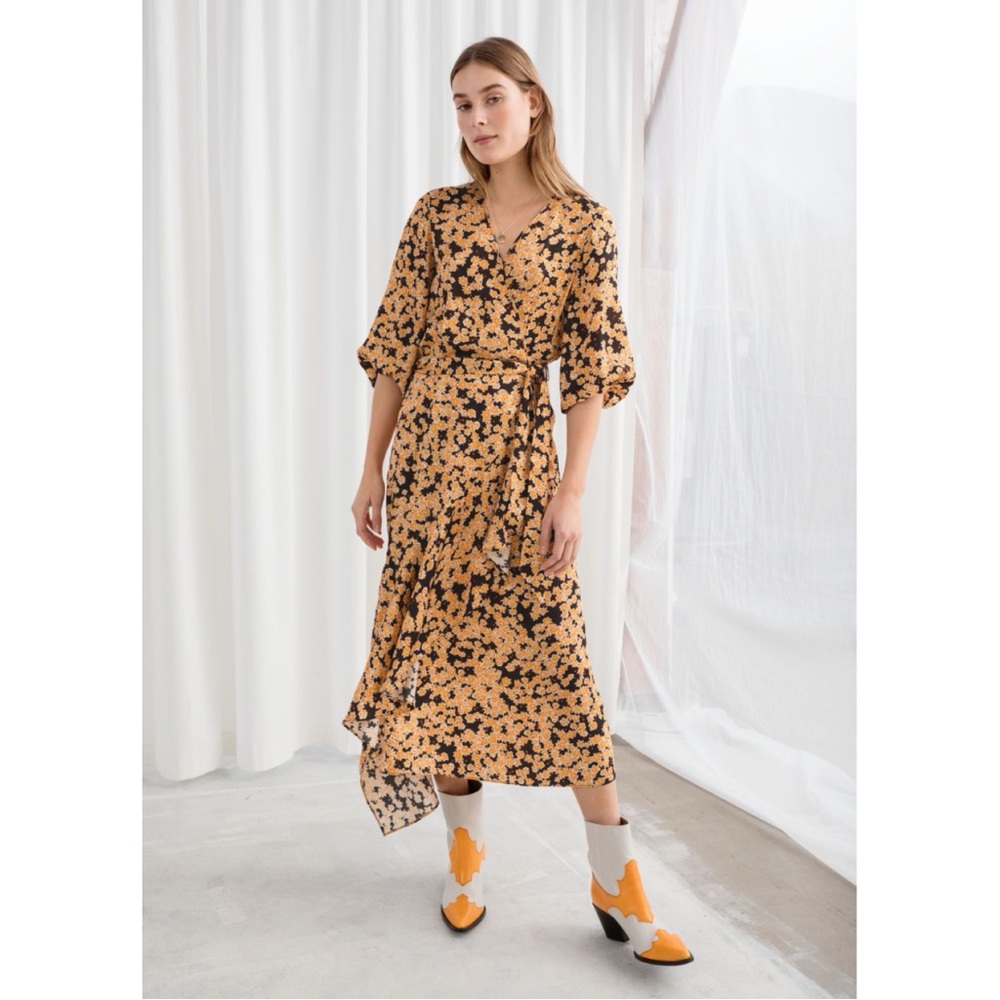 & Other Stories Asymmetrical Floral Wrap Dress